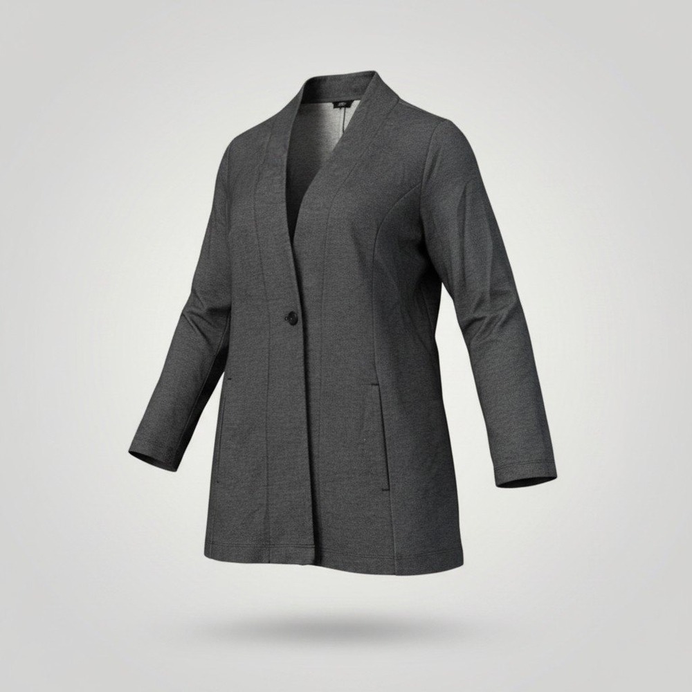 J. Jill Wearever Cardigan Jacket Women Medium Gray Stretch Minimalist Office